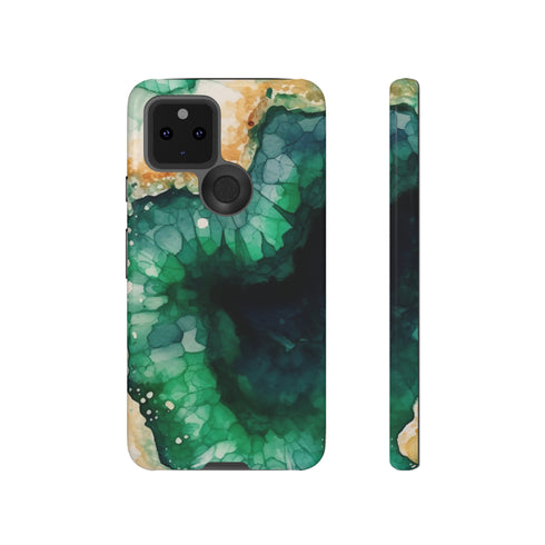 Green Geode in Watercolor - Impact Resistant Phone Case Google Pixel 5 5G Glossy